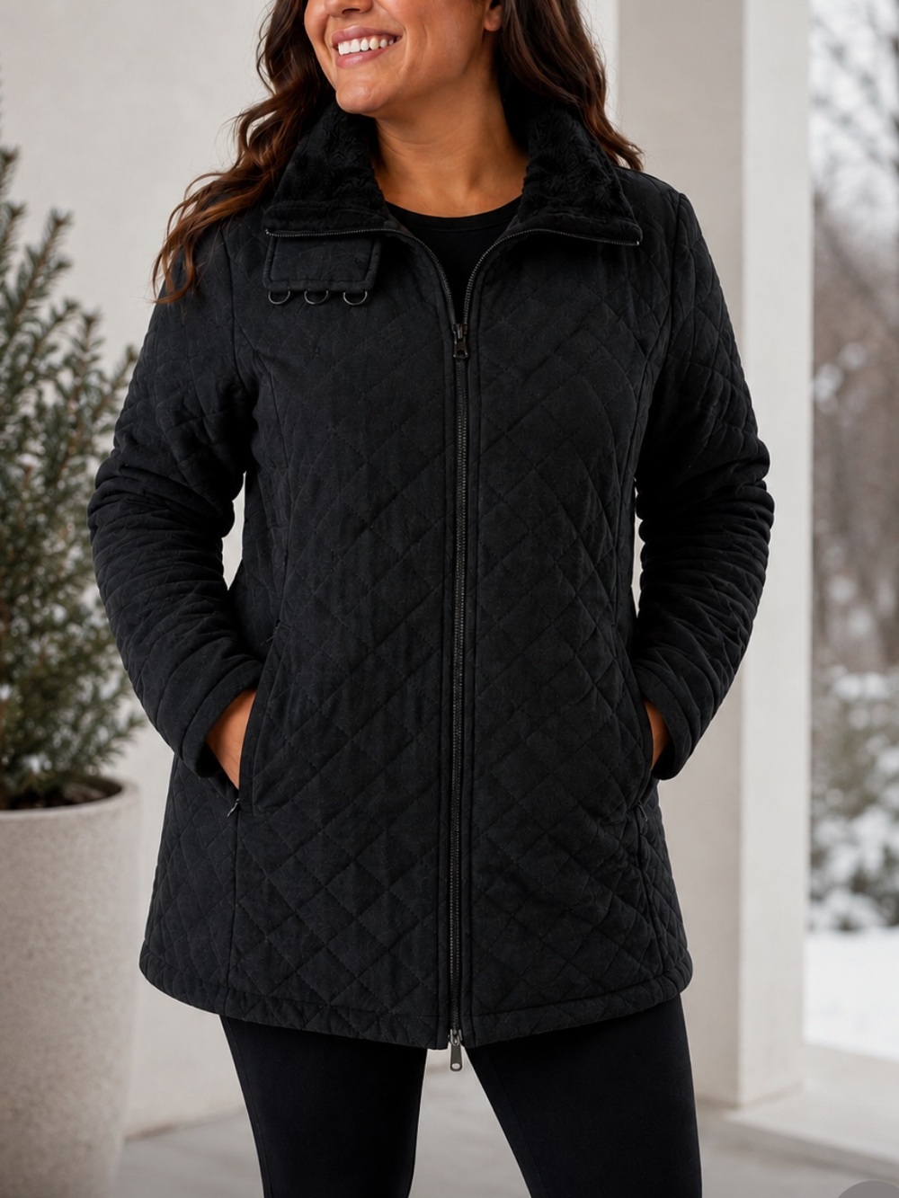 The North Face quilted cotton mid length jacket